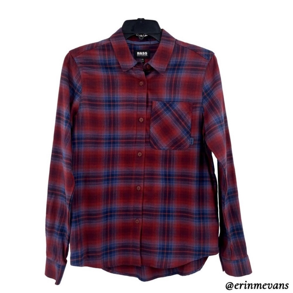 Bass Outdoor Plaid Long Sleeve Button Up Shirt Women’s XS Oversized New
